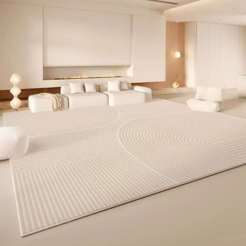 VIKAMA Minimalist Cream White Area Rug, Non-Slip Soft Living Room Carpet, Wabi-Sabi Style Floor Mat for Bedroom & Home Decor