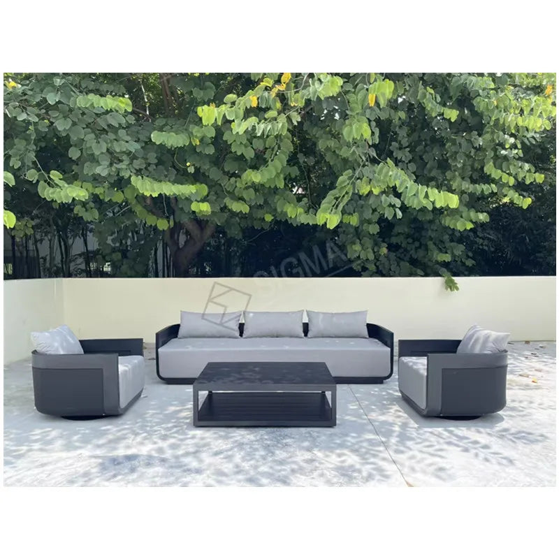Sigma Designer Aluminum Furniture with Cushions Sofa Set Living Room Garden Patio Hotel Sectional Outdoor Sofa