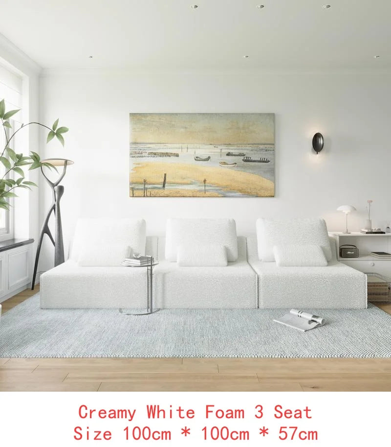 Oversized Modular Sectional Sofa, Luxury Boucle Floor Couch Set, Convertible Compressed Couch, Spacious Foam-Filled Sofa for