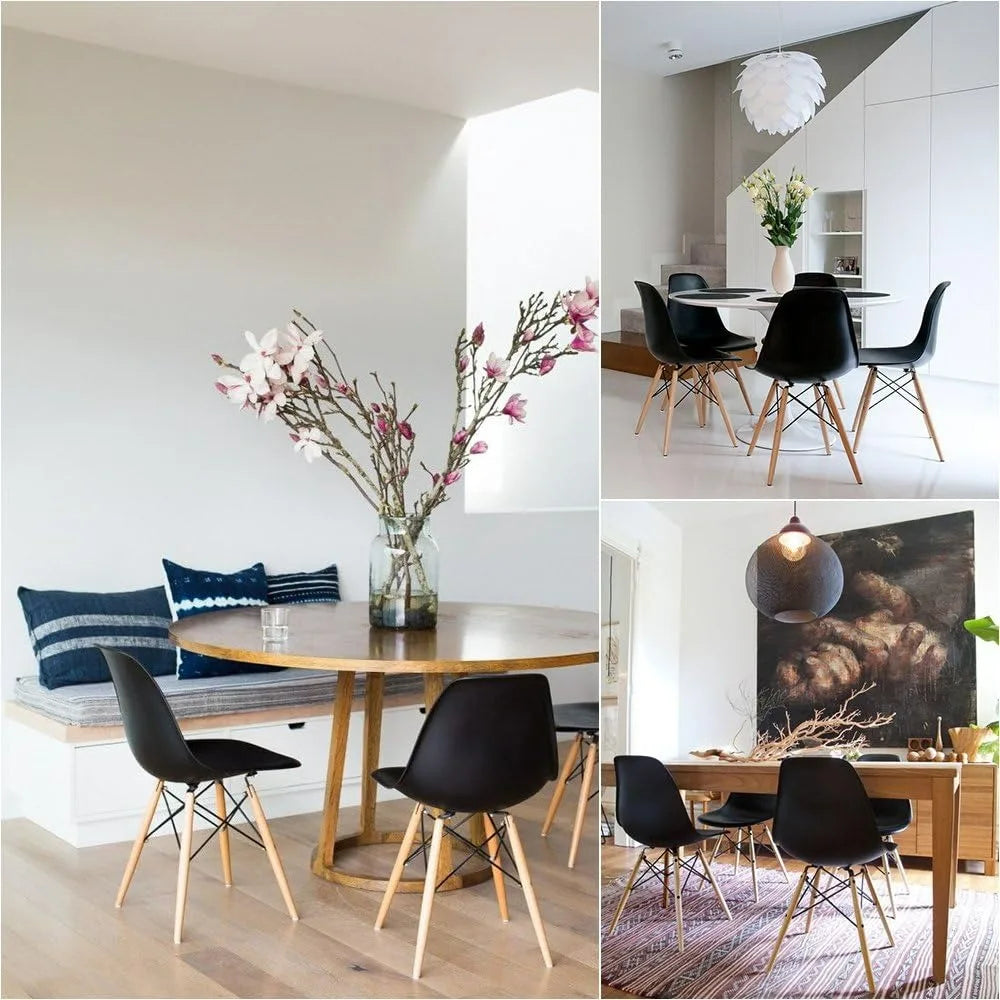 Furmax Modern Style Dining Chair Mid Century Modern DSW Chair, Shell Lounge Plastic Chair for Kitchen Chairs Set of 4(White)