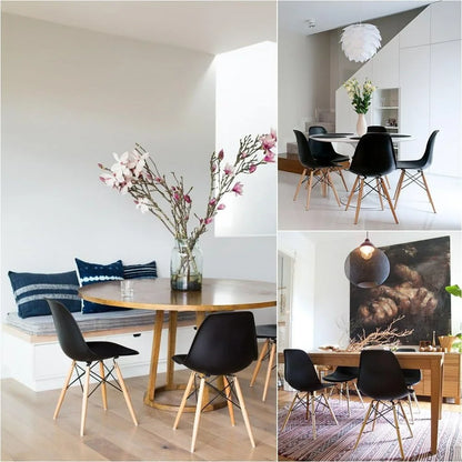 Furmax Modern Style Dining Chair Mid Century Modern DSW Chair, Shell Lounge Plastic Chair for Kitchen Chairs Set of 4(White)
