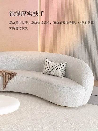 Cream wind light luxury beauty salon living room small apartment creative curved clothing store rest area reception sofa Interne