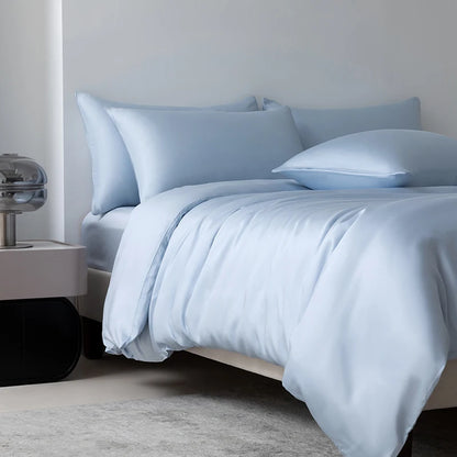 100% Mulberry Silk Bedding Set Solid Color Natural Silk Duvet Cover Set Twin King Queen Size Bed 3pcs/4pcs/5pcs Bed Sheet Set