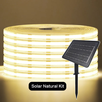 DC 24V 480LEDs/m Solar COB LED Strip Light Outdoor Waterproof Warm Natural White Flexible Adhensive Tape RA90 Linear Lighting