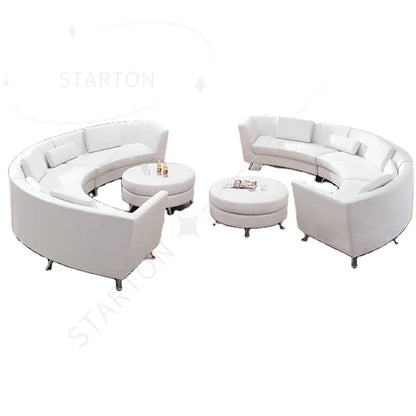 Leather Curved Sectional Sofa Set Low Price Living Room Furniture for Apartment Home Furniture with Sponge Filling