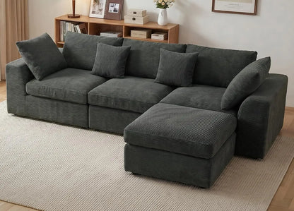 110" L-Shaped 3-Seat Modular Sectional Sofa with Movable Design