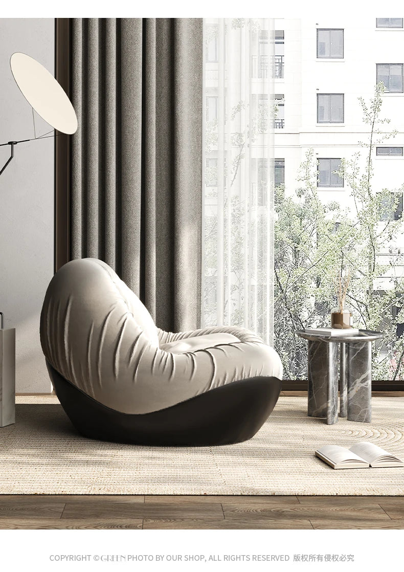 A076 Designer Simple Lazy Sofa Nordic Modern Light Luxury Villa Arc Leisure Chair Single Sofa Flannel