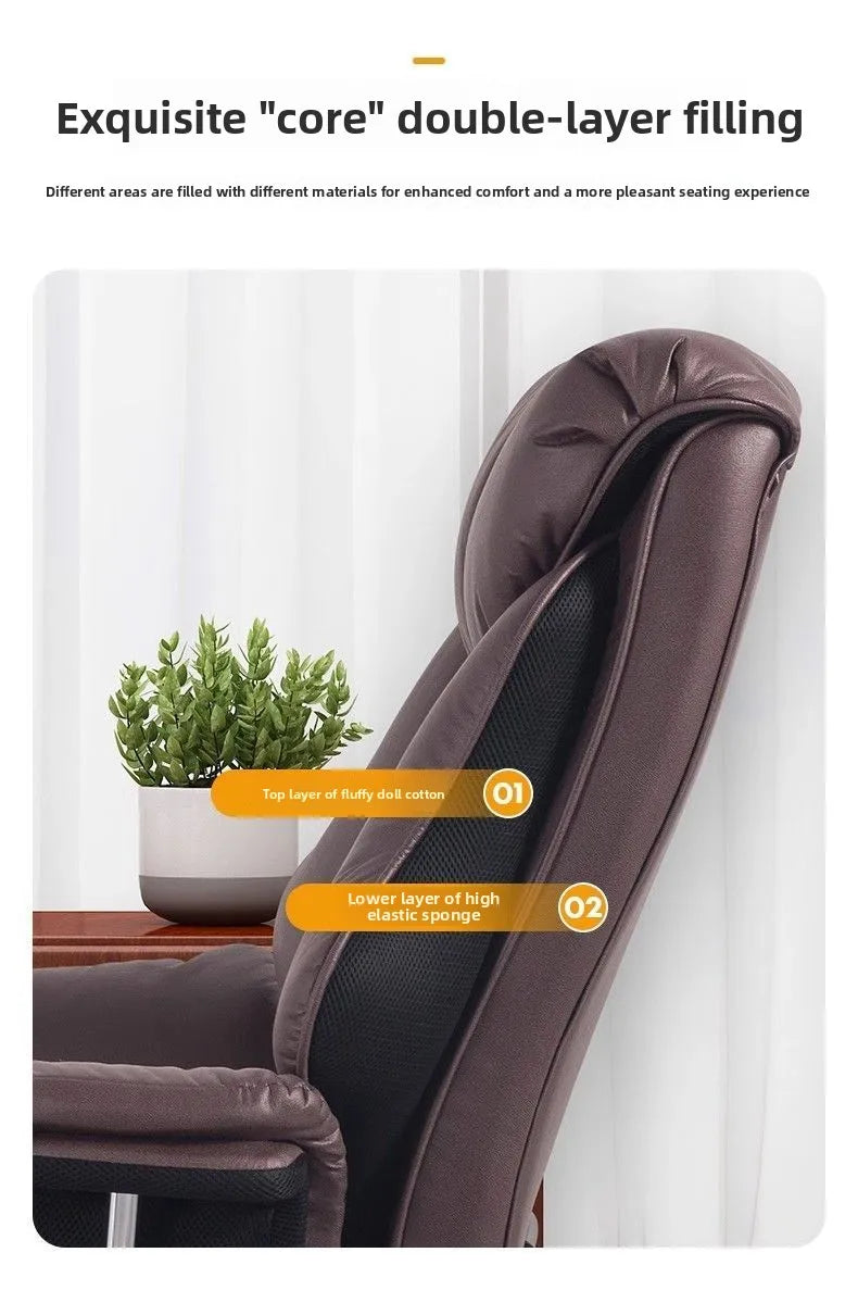Ergonomic Reclining Office Chair with Footrest PU Leather Executive Swivel Computer Desk Chair Aluminum Base for Home Office
