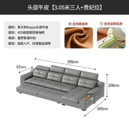 functional sofa, electric adjustable modern living room, storage princess, smart head, etc., dual-purpose leather sofa bed