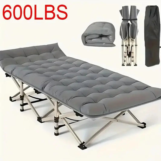 75-Inch Heavy Duty Folding Camping Cot - 600LBS Capacity, Detachable Mattress, Portable for Camping/Guest Bed