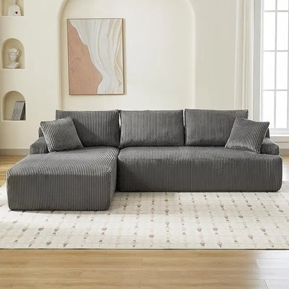 106” Modular Sectional Sofa, Cloud Sectional Couch with L-Shape Chaise/Deep Seat/Armrest/Plush Corduroy Fabric, No Assembly