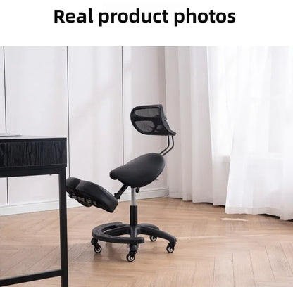Kneeling Chair Adult Ergonomic Correction Chair Saddle Chair Double Cushion Adjustable Anti-Hunchback Position Learning