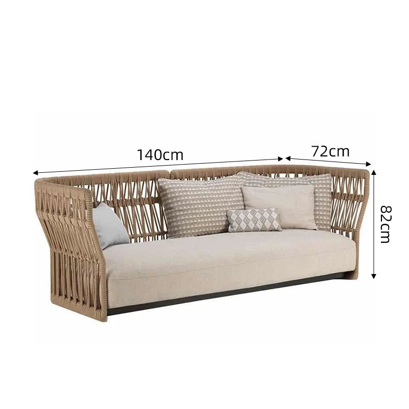 Outdoor rattan sofa combination outdoor open-air waterproof sunscreen rattan tables and chairs villa home leisure garden