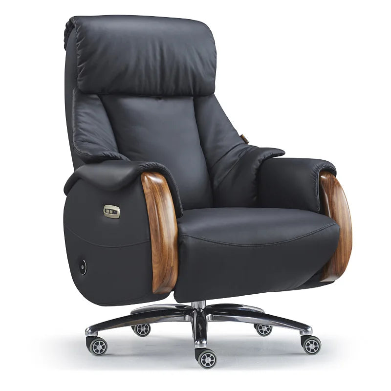 Customized leather reclining home office executive chair comfortable sedentary and not tired electric boss chair