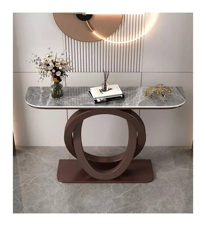 Luxurious Slate Console Tables Italian Semicircular Iron Entrance Cabinet Table Home Furniture Creative Corridor End View Desk T