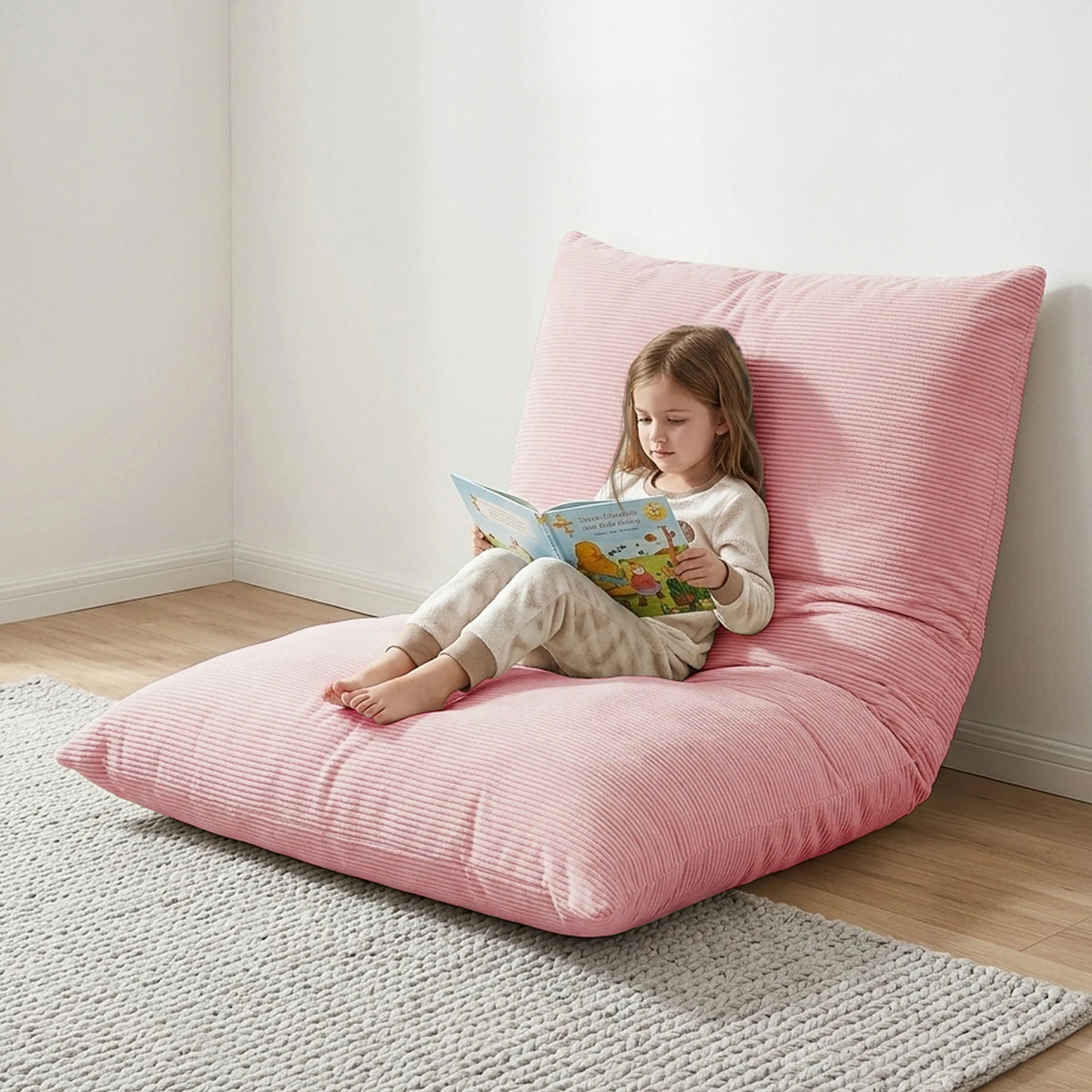 Kids Bean Bag Bed Foldable Compression Lounger Sofa Bed with Soft Removable & Washable Cover Foam-Filled Floor Lounger Chair