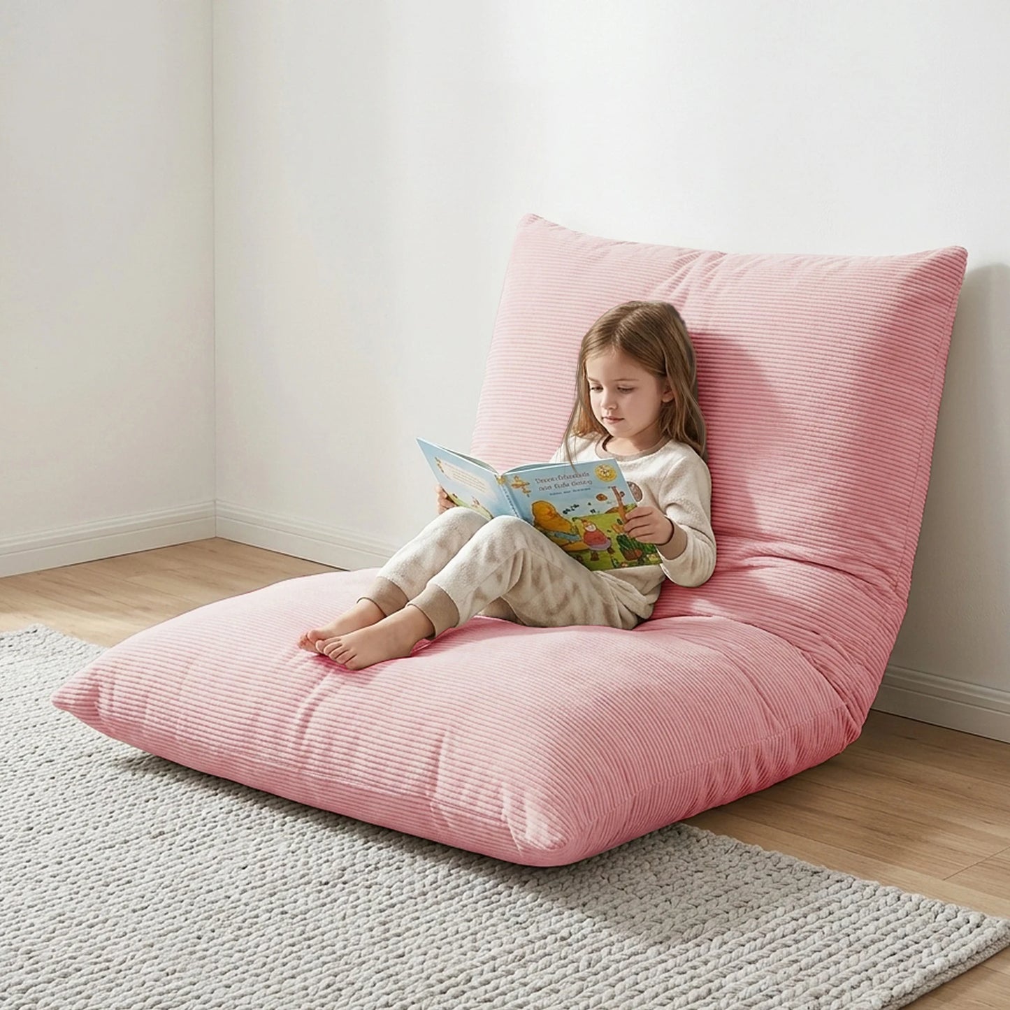 Kids Bean Bag Bed Foldable Compression Lounger Sofa Bed with Soft Removable & Washable Cover Foam-Filled Floor Lounger Chair