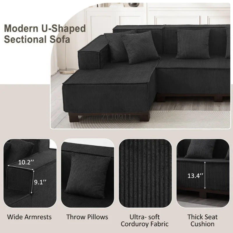 Modern U-Shaped Sectional Sofa 130