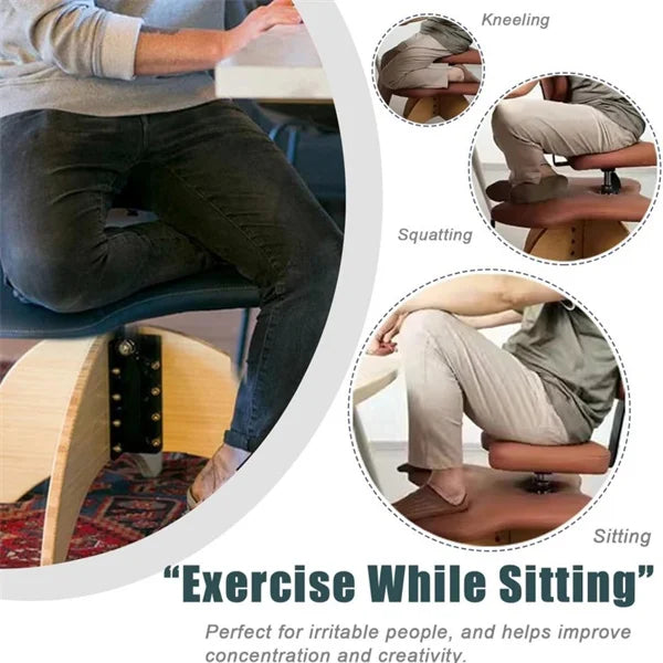Cross Legged Chair With Backrest Height-Adjustable Stool for Posture Wooden Knee Office Chair Ergonomic Seat Monkey Crouching