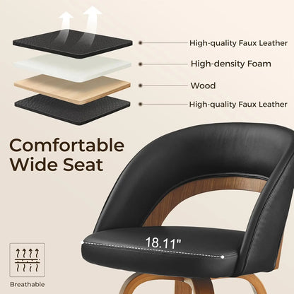 Swivel Counter Stools, Faux Leather Bar Stools with Back, Wooden Counter Height Chairs for Kitchen Island Home Bar,, Customized