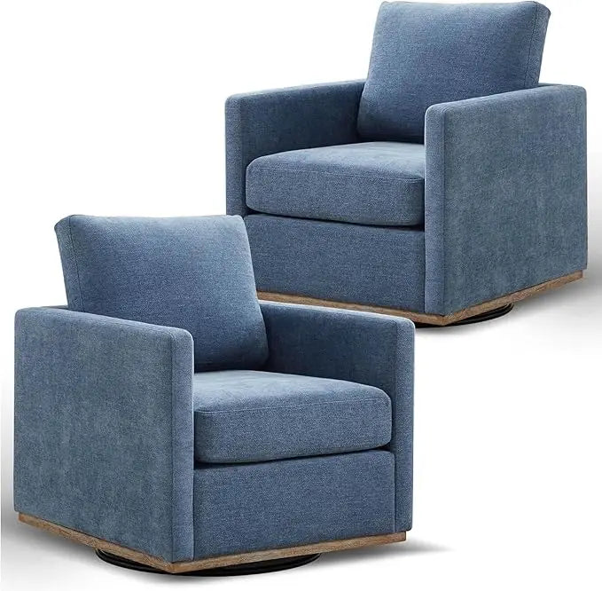Swivel Accent Chair Set of 2, 360 Degree Square Swivel Barrel Chair for Living Room, Mid Century Modern Upholstered Accent Chair