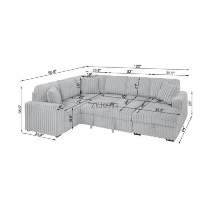 122-Inch lift sofa bed, plush fabric sofa bed with USB port, living room khaki sofa