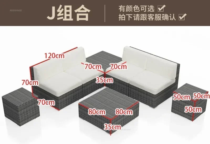 Luxury Terrace Courtyard Garden Furniture Outdoor Garden Sofa Combination Outdoor Waterproof Sun Protection Leisure Sofa Chair N