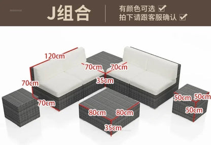 Luxury Terrace Courtyard Garden Furniture Outdoor Garden Sofa Combination Outdoor Waterproof Sun Protection Leisure Sofa Chair N