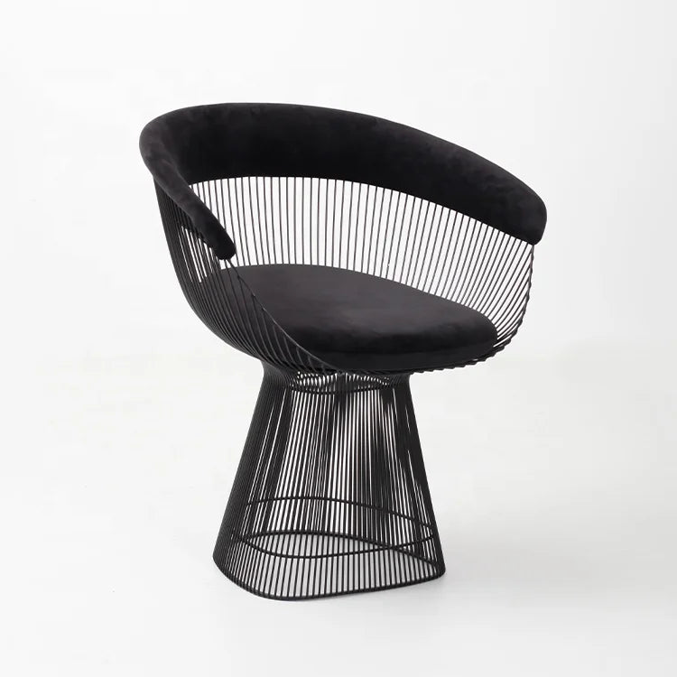 2025 Modern Luxury Black Painting Stainless Steel Dining Chair for Home Velvet Single Sofa Chairs Dining Table Chairs