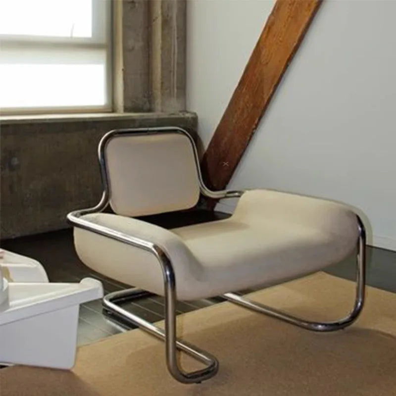 Nordic designer stainless steel embossed modeling stool balcony leisure chair personalized backrest sofa chair hotel lobby