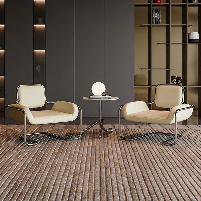 Single chair medieval stainless steel special-shaped convex living room reception leisure single sofa