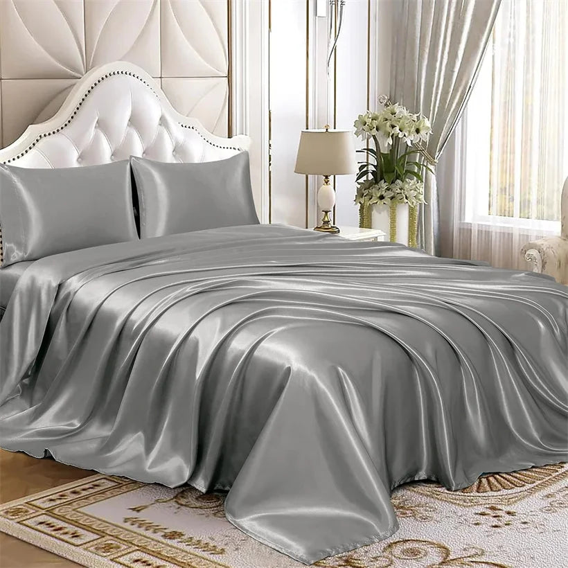 100% Mulberry Silk Bedding Set Solid Color Natural Silk Duvet Cover Set Twin King Queen Size Bed 3pcs/4pcs/5pcs Bed Sheet Set