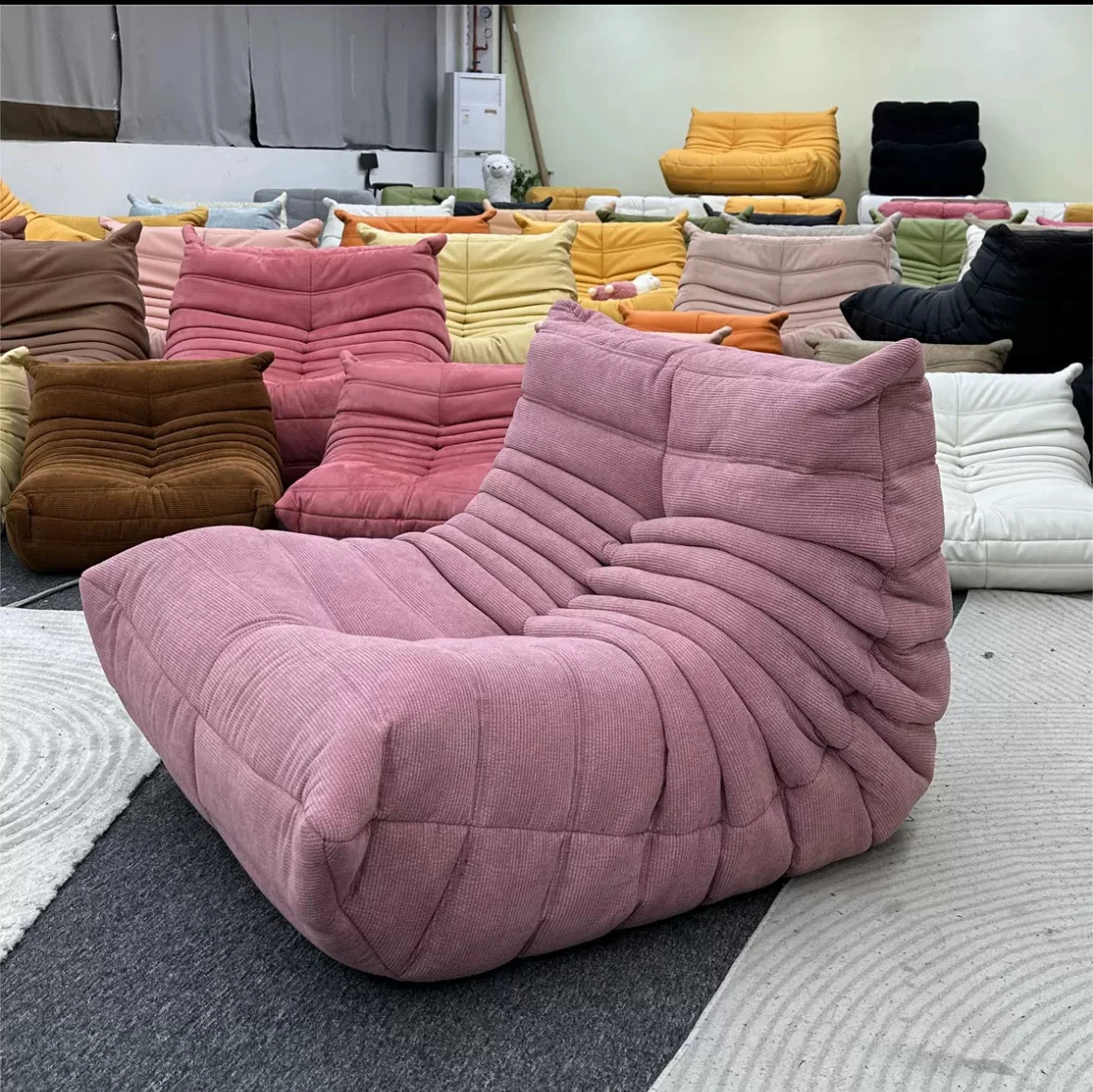 Lazy sofa, togo caterpillar sofa, light luxury, simple Internet celebrity creative chair, suede freehand space recliner
