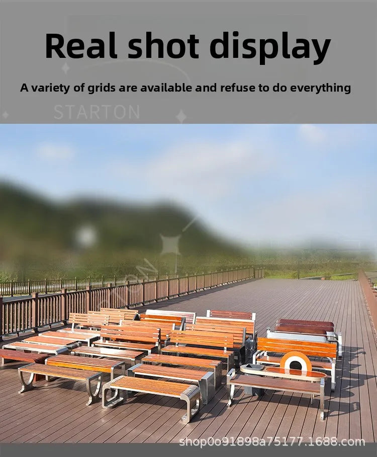 Dossier de jardin en fer forgé, banc de loisirs solide Anti-Corrosion, banc d'extérieur moderne en acier inoxydable, plastique et bois, Patio Park