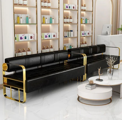 Factory Wholesale Price Gold Salon Waiting Chair Long Chair Multi-chair Waiting Sofa Hall Waiting Sofa