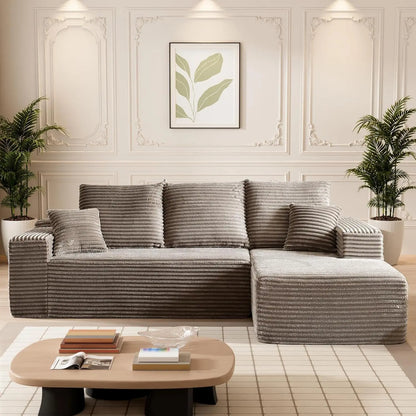 Modular Sectional Sofa Cloud Sectional Couch, 107" Comfy Fluffy L Shaped Dark Grey Couches for Living Room, Deep Seat