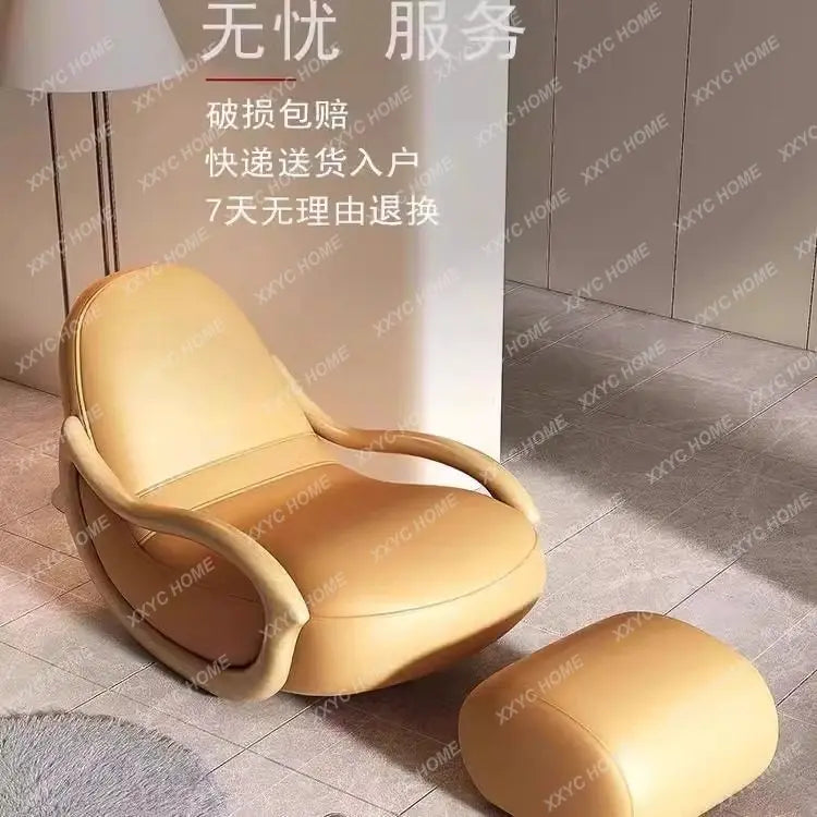 ASA Leisure Easy Chair Cream Wind Solid Wood Rocking  Technology Cloth Chair Household Balcony Chinese Lazy Sofa Reclining Chair