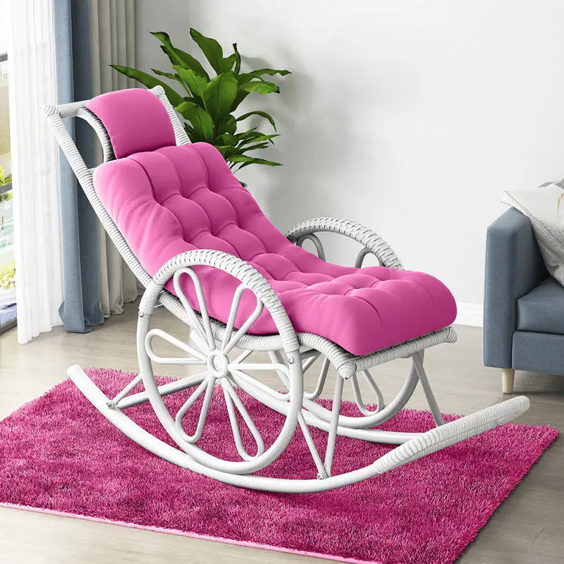 Hot Chair with Cushion and Floor Mat Ergonomic Wicker Recliner Lounge Chair for Patio Balcony Living Room