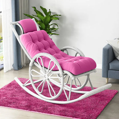 Hot Chair with Cushion and Floor Mat Ergonomic Wicker Recliner Lounge Chair for Patio Balcony Living Room