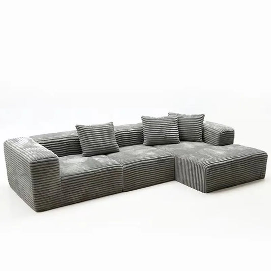 Compression sofa tofu block corduroy simple light luxury compression L-shaped corner sofa