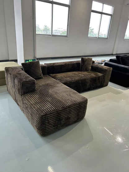 High quality modern L-shaped combination sofa comfortable corduroy fluffy design vacuum compression sofa