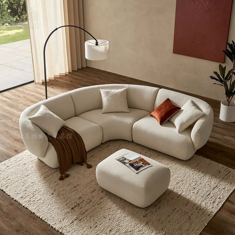 Italian light luxury cream style fabric sofa small apartment living room corner sofa new apartment