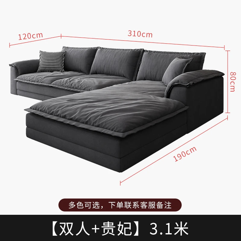 A Minimalist petal retro sofa home living room simple matte fabric corner sofa