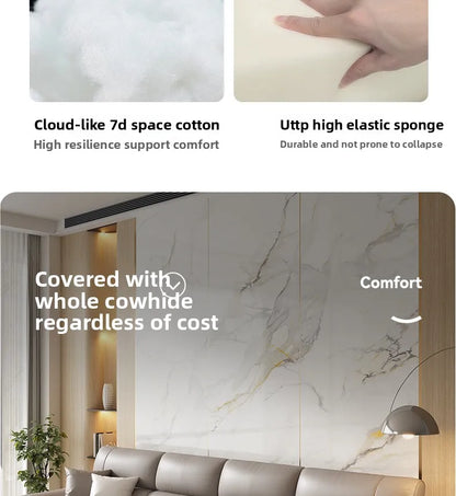 LMM living room modern simple leather sofa light luxury combination large and small apartment leather art