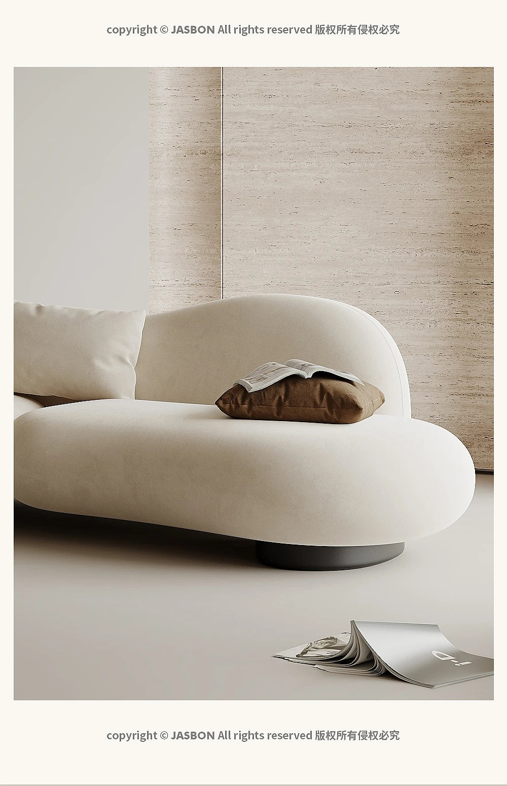 Fabric sofa curved living room size apartment Italian minimalist designer