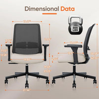 Ergonomic Office Chair with Lumbar Support, 3D Armrests, Tilt Function, Breathable Mesh for Home & Office