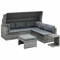 Lying bed, covered courtyard, high-end villa, outdoor rattan woven sofa bed, terrace, outdoor rattan chair