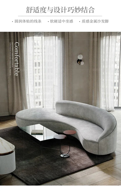yA38 Modern simple light luxury curved fabric sofa, reception negotiation hall beauty salon semicircular combination