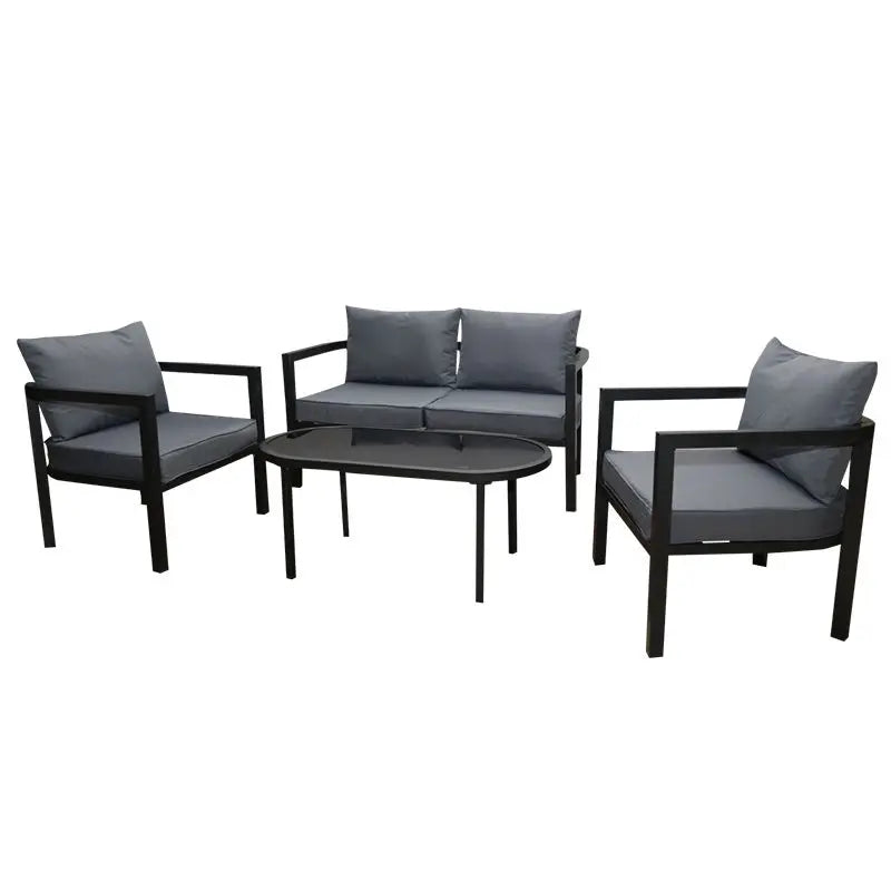 Stock Outdoor Furniture Waterproof Meter Wood Look Plastic Iron Fram Garden Sofa Sets