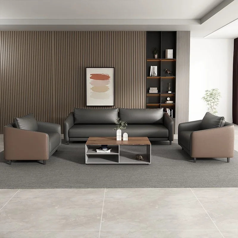 Office Sofa Modern Meeting Guests Business Reception Negotiation Leisure Area Modern Leather Sofa Coffee Table Combination Set
